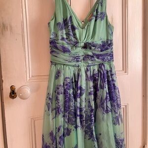 Cocktail dress in mint green and royal blue- size4